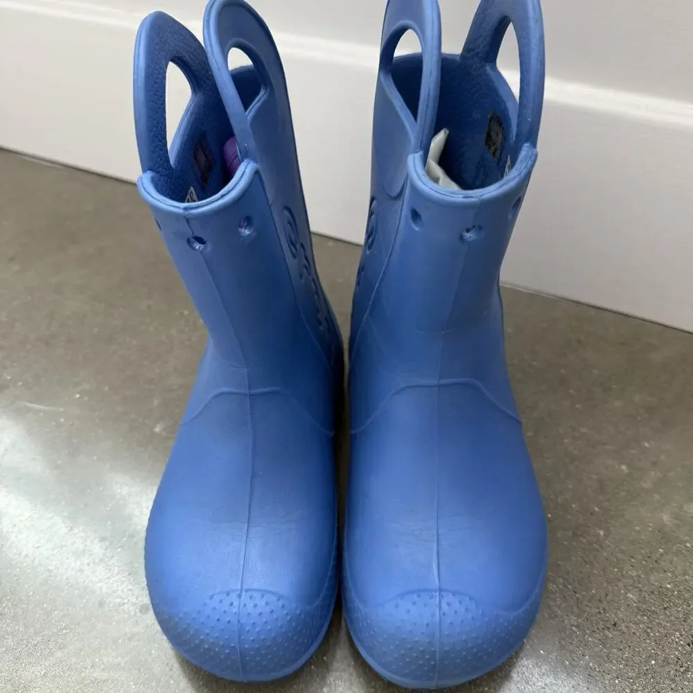Crocs Boys Kids Handle It Rain Boots C13 Blue Waterproof Pull On Boots